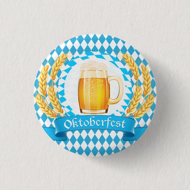 Oktoberfest Frothy Beer Mug Button (Front)