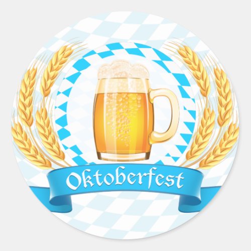 Oktoberfest Frothy Beer Mug Classic Round Sticker