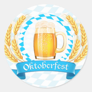 Oktoberfest Frothy Beer Mug Classic Round Sticker
