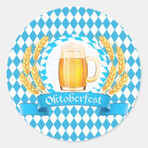 Oktoberfest Frothy Beer Mug Classic Round Sticker