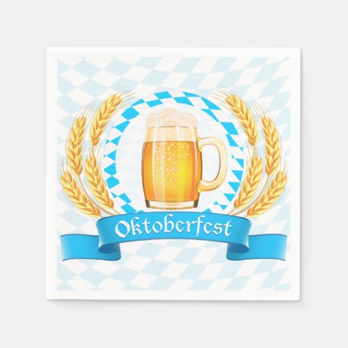 Oktoberfest Frothy Beer Mug Napkins