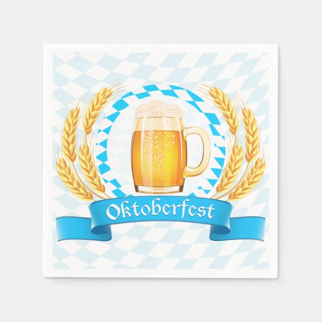 Oktoberfest Frothy Beer Mug Napkins (Front)