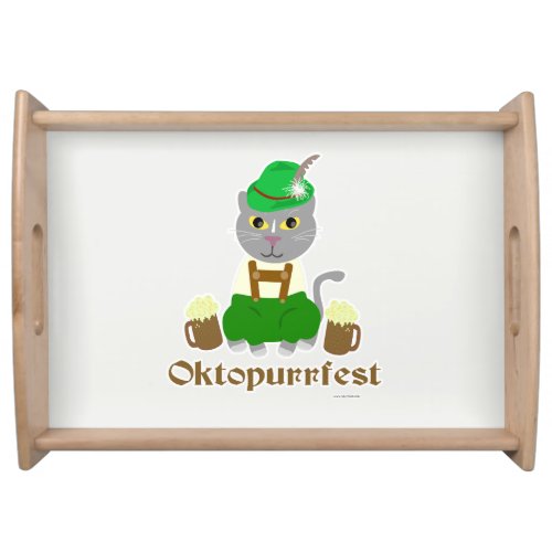 Oktoberfest Funny Cat Cartoon Fun Illustration Serving Tray