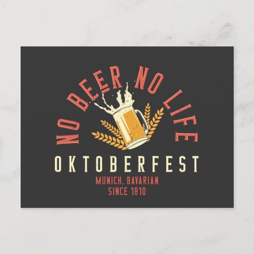 Oktoberfest Funny No Beer No Life Postcard