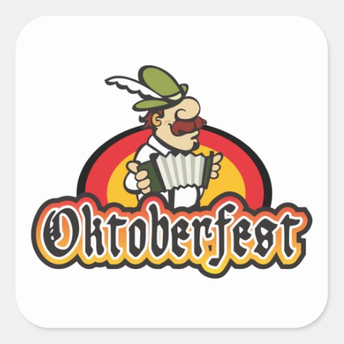 Oktoberfest German Accordion Player Square Sticker