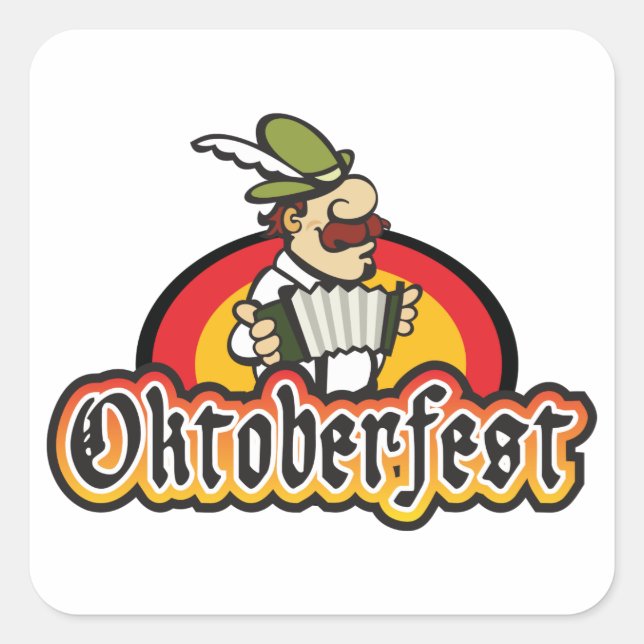 Oktoberfest German Accordion Player Square Sticker (Front)
