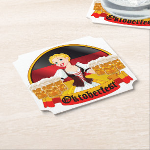 Oktoberfest German Bar Maid Paper Coaster