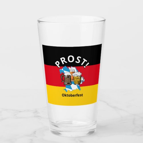 OKTOBERFEST German Bavarian Flag Cartoon Beers Glass