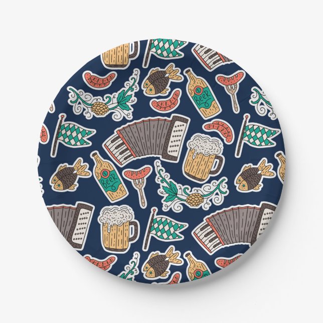 Oktoberfest German Beer Festival Paper Plates (Front)