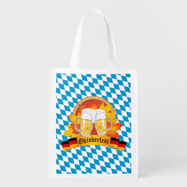 Oktoberfest German Beer Festival Reusable Grocery Bag (Front)