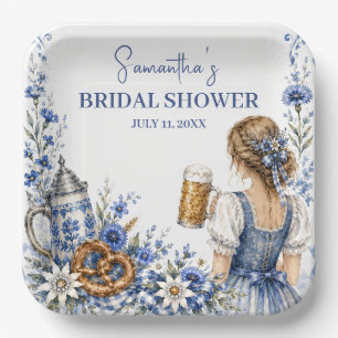 Oktoberfest German Beer Pretzel Bridal Shower Paper Plates