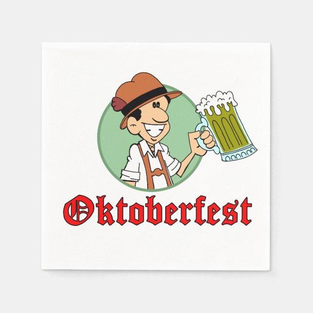 Oktoberfest German Cartoon Guy With Beer Party Napkins (Front)