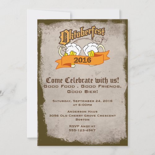 Oktoberfest German Festival Beer Steins Party Invitation