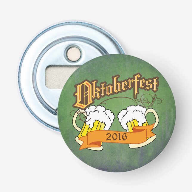 Oktoberfest German Festival Beer Steins Typography Bottle Opener (Front)
