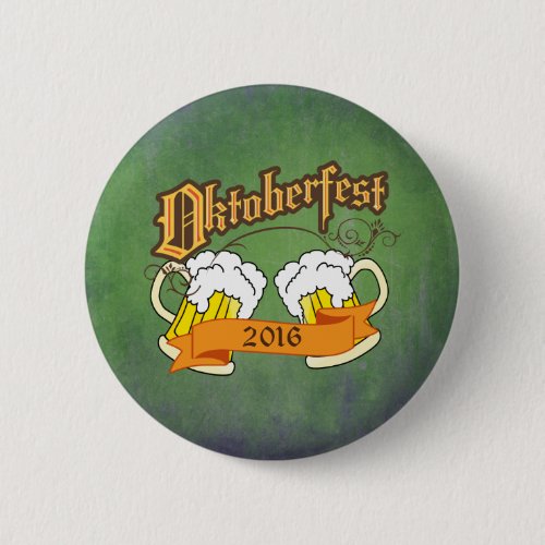 Oktoberfest German Festival Beer Steins Typography Button