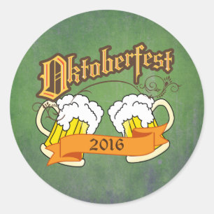 Oktoberfest German Festival Beer Steins Typography Classic Round Sticker