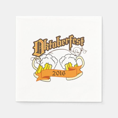 Oktoberfest German Festival Beer Steins Typography Paper Napkins