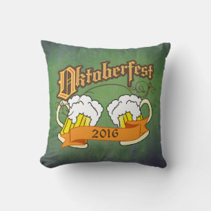 Oktoberfest German Festival Beer Steins Typography Throw Pillow