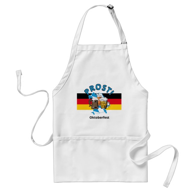 OKTOBERFEST German Flag PROST Cartoon Beers Bayern Adult Apron (Front)