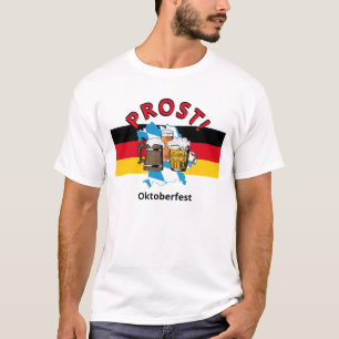 OKTOBERFEST German Flag PROST Cartoon Beers Bayern T-Shirt