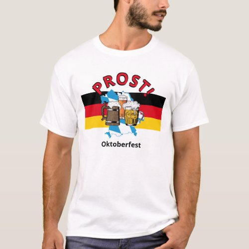 OKTOBERFEST German Flag PROST Cartoon Beers Bayern T_Shirt