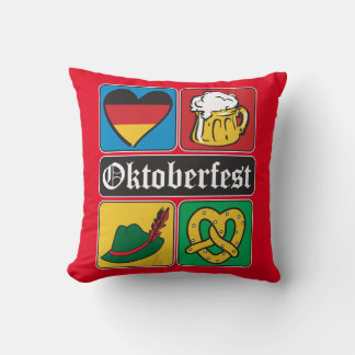 Oktoberfest German Icons Throw Pillow