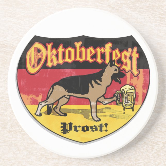 Oktoberfest German Shepherd Coaster (Front)