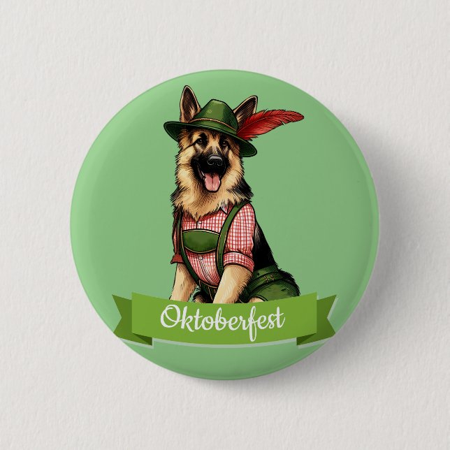 Oktoberfest German Shepherd Dog  Button (Front)