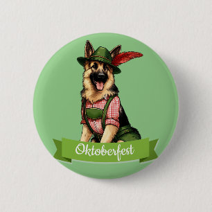 Oktoberfest German Shepherd Dog Button