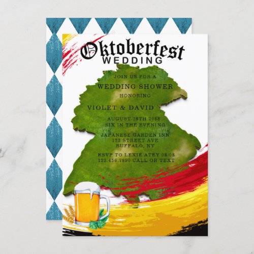 Oktoberfest Germany Map Wedding Shower Invitation