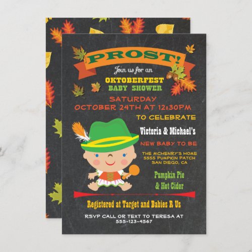 Oktoberfest Girl Baby Shower Fall Invitations