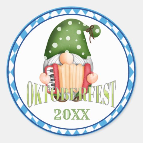 Oktoberfest Gnome Classic Round Sticker