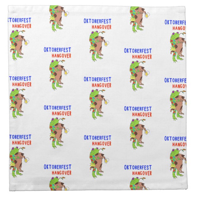 Oktoberfest Hangover Cat 16 Frog October Volksfest Cloth Napkin (Front)