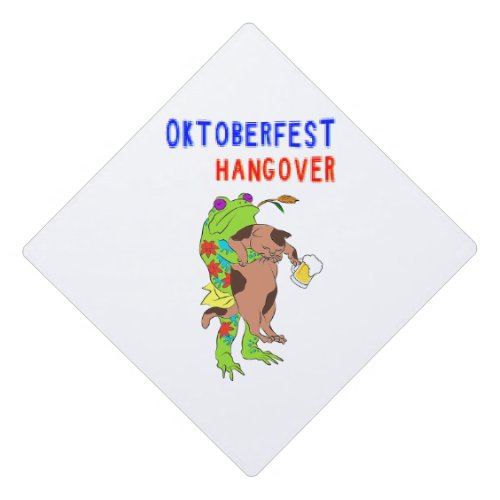 Oktoberfest Hangover Cat 16 Frog October Volksfest Graduation Cap Topper