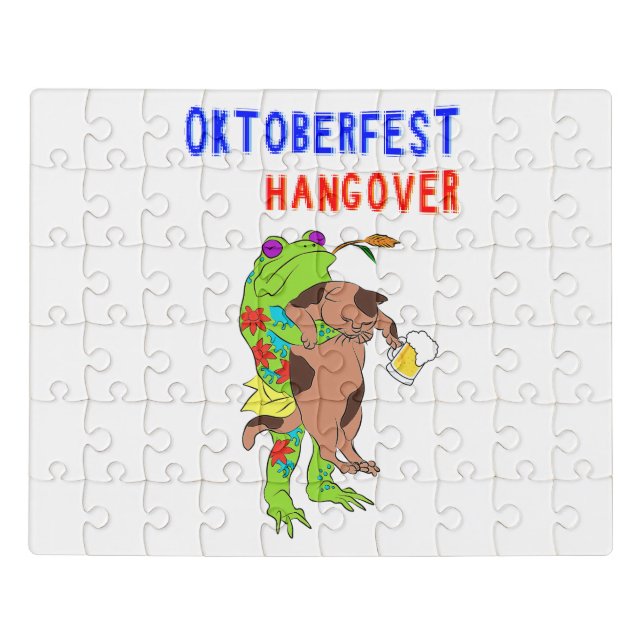Oktoberfest Hangover Cat 16 Frog October Volksfest Jigsaw Puzzle (Puzzle Horizontal)