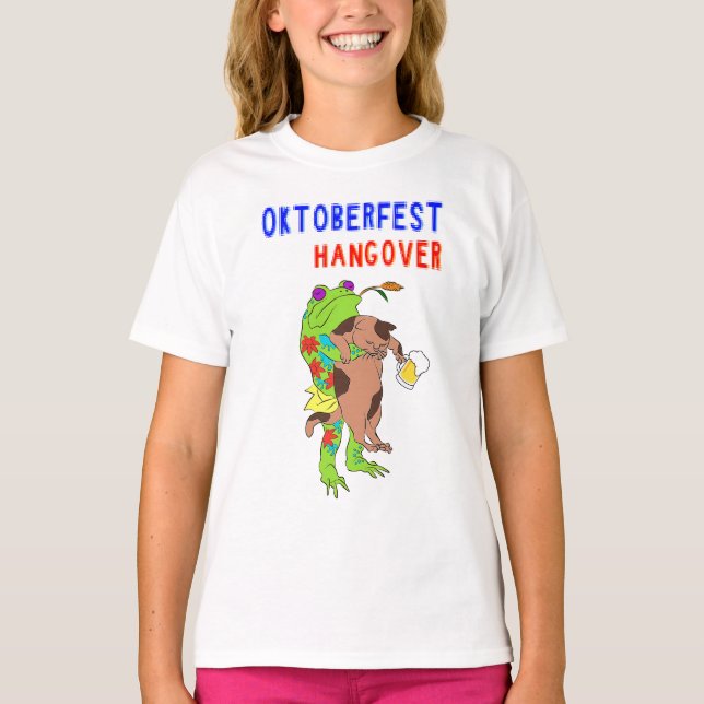 Oktoberfest Hangover Cat 16 Frog October Volksfest T-Shirt (Front)