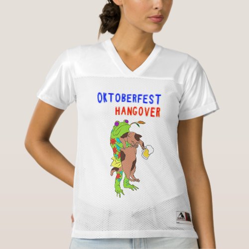 Oktoberfest Hangover Cat 16 Frog October Volksfest Womens Football Jersey