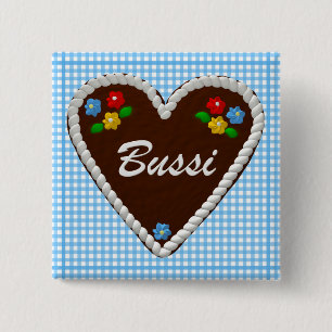 Oktoberfest Heart "Bussi" Pinback Button