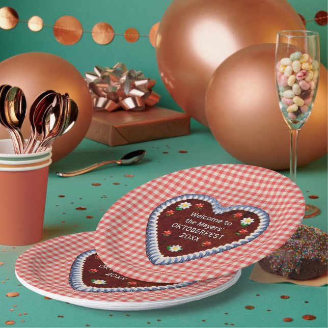 Oktoberfest Heart (customizable)  Paper Plates (Multi)