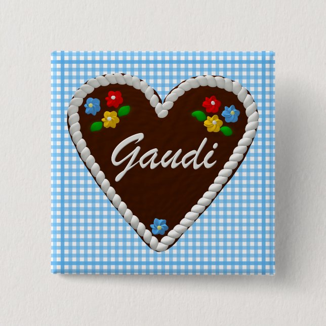 Oktoberfest Heart "Gaudi" Button (Front)