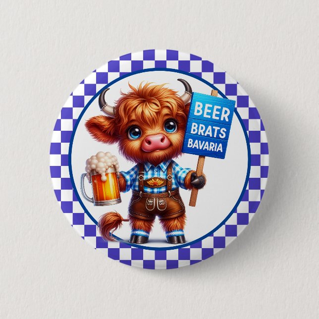 Oktoberfest Highland Cow  Button (Front)