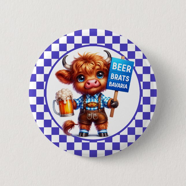 Oktoberfest Highland Cow  Button (Front)