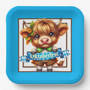 Oktoberfest Highland Cow  Paper Dinner Napkins Plates
