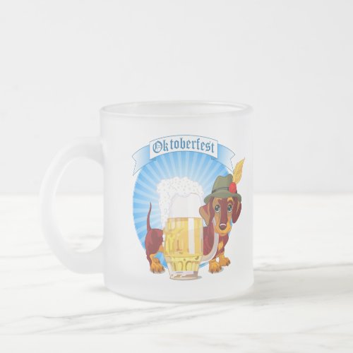 Oktoberfest Hound German Beer Festival Frosted Glass Coffee Mug