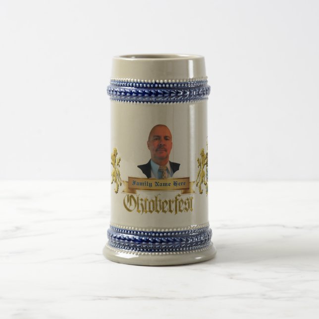 Oktoberfest Image-Text Customizable Bavaria Crest  Beer Stein (Center)