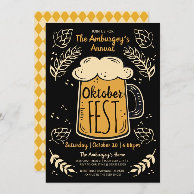 Oktoberfest Invitation - Beer Invitation (Front/Back)