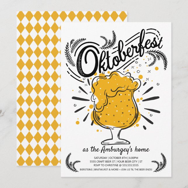 Oktoberfest Invitation - Beer Invitation (Front/Back)