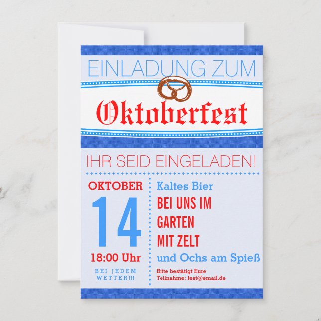 Oktoberfest invitation discreet (Front)