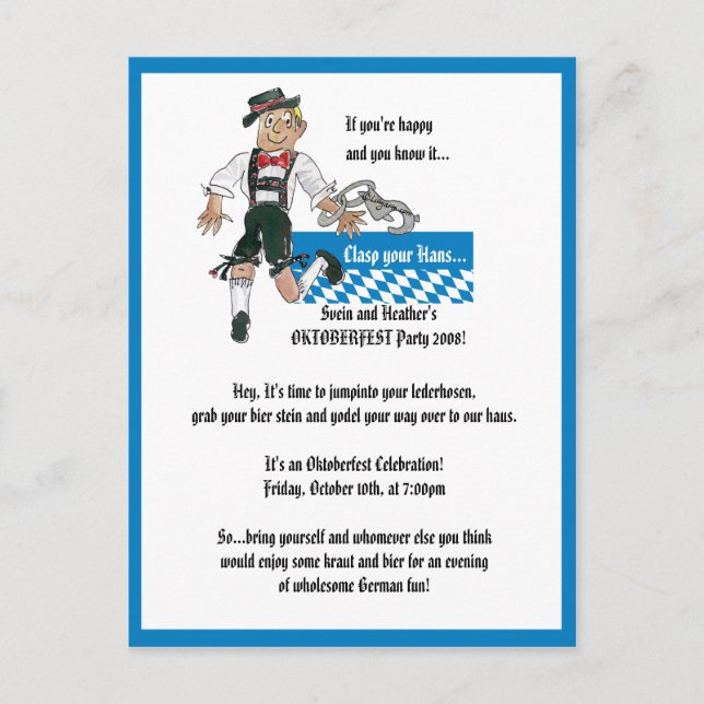 Oktoberfest Invitation Personalized Postcards (Front)