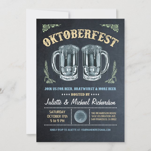Oktoberfest Invitations | Chalkboard (Front)